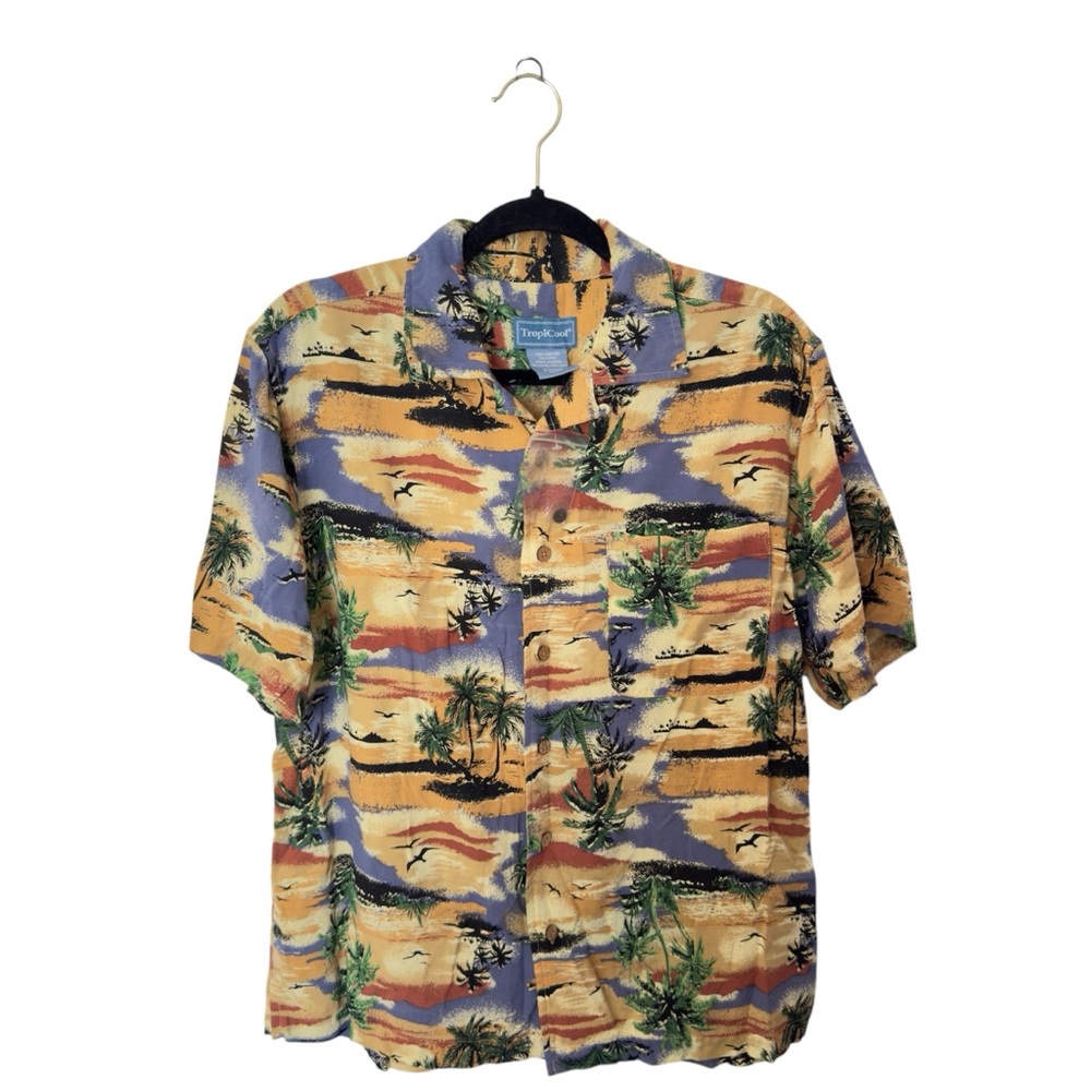 Vintage Men Tropicool Medium Button Front Tropical Vacation‎ Casual Shirt NWT